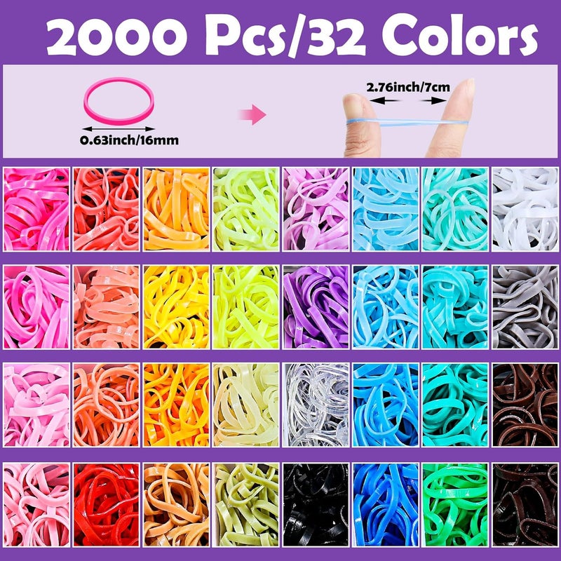 AuraRay 32 Colors Small Hair Rubber Bands with 16 Styling Tools, 2000 Pcs Elastic Girl Baby Hair Ties, Mini Bands with Elastic Cutter, Hair Accessories Xmas Stuff for Girls Baby Toddlers Kids - Image 3